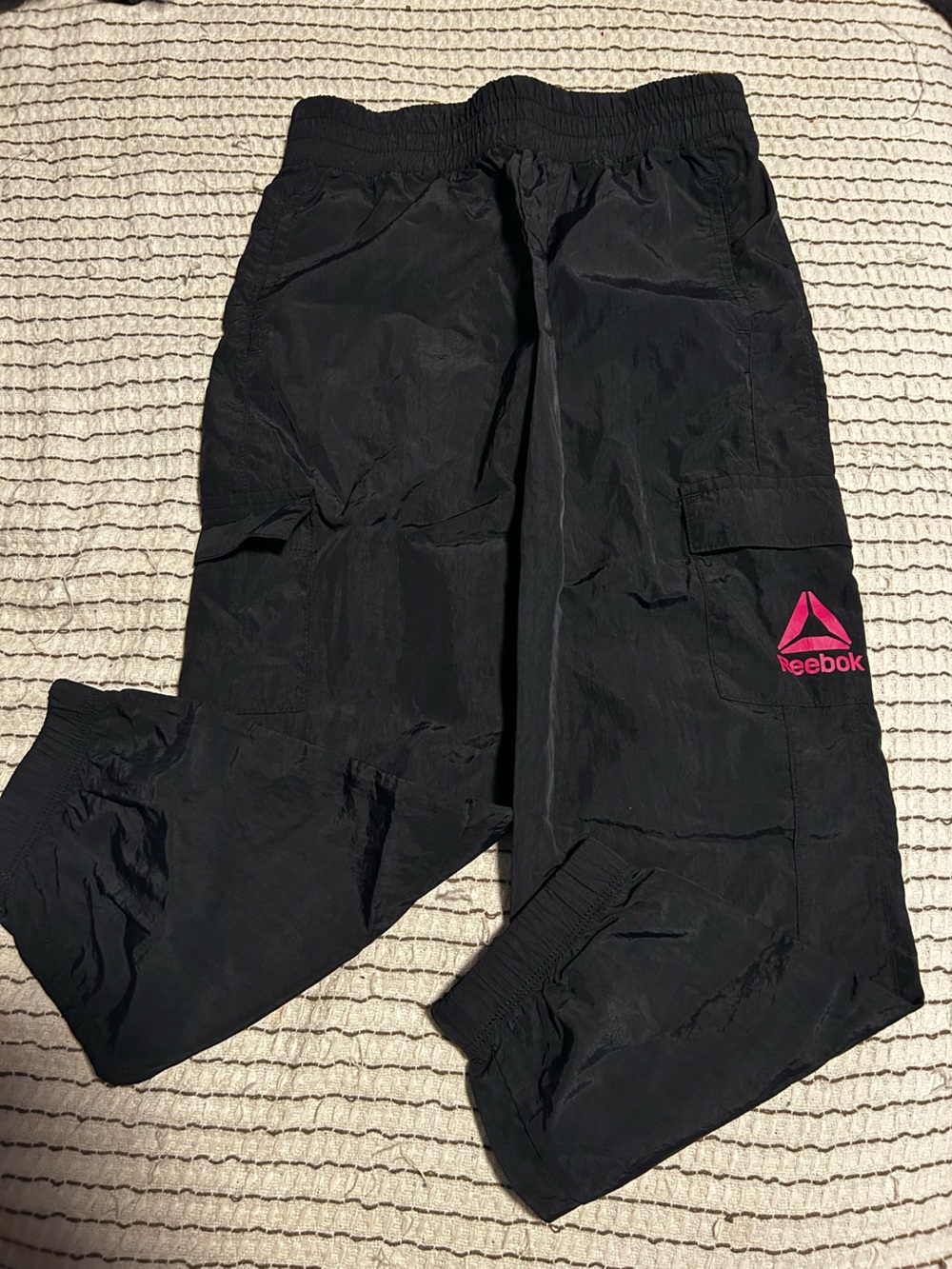 Reebok Kids Black Joggers with Pink Logo